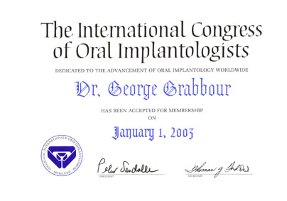 Teilnahmezertifikat am internationalen Kongreß der oralen Implantologie 2003